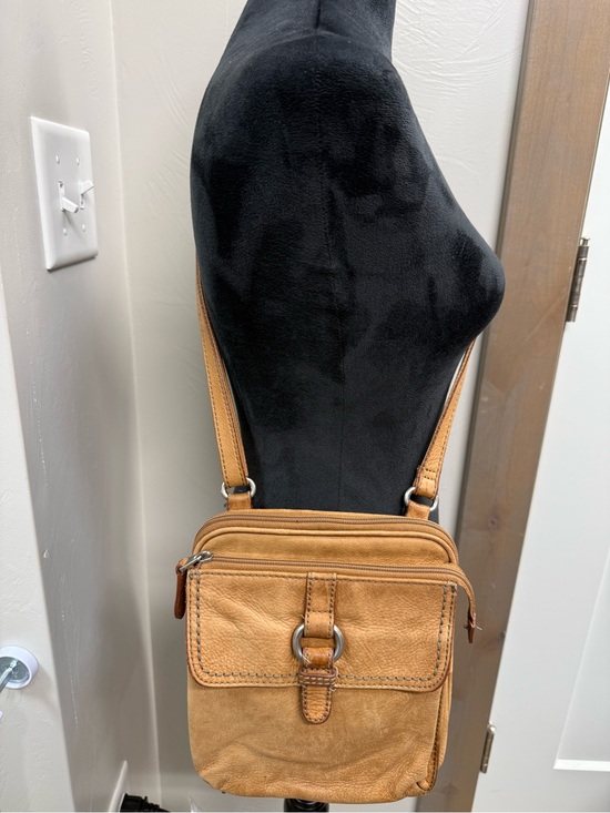 Fossil Handbags - Fossil Vintage Pebbled Leather Crossbody‎ Organizer Purse Cognac Brown Tan Bag